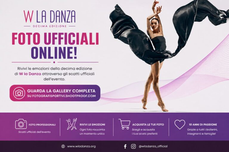 Foto ufficiali W la Danza 2026 con ballerina in scena – gallery completa evento danza Roma